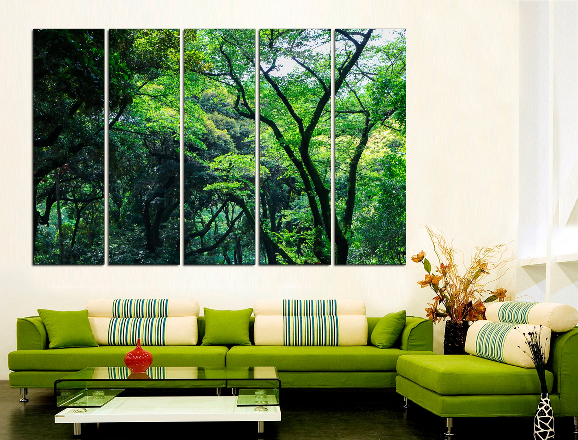 Beautiful Forest Canvas Print Trees Wall Decor Large Tree Art Etsy