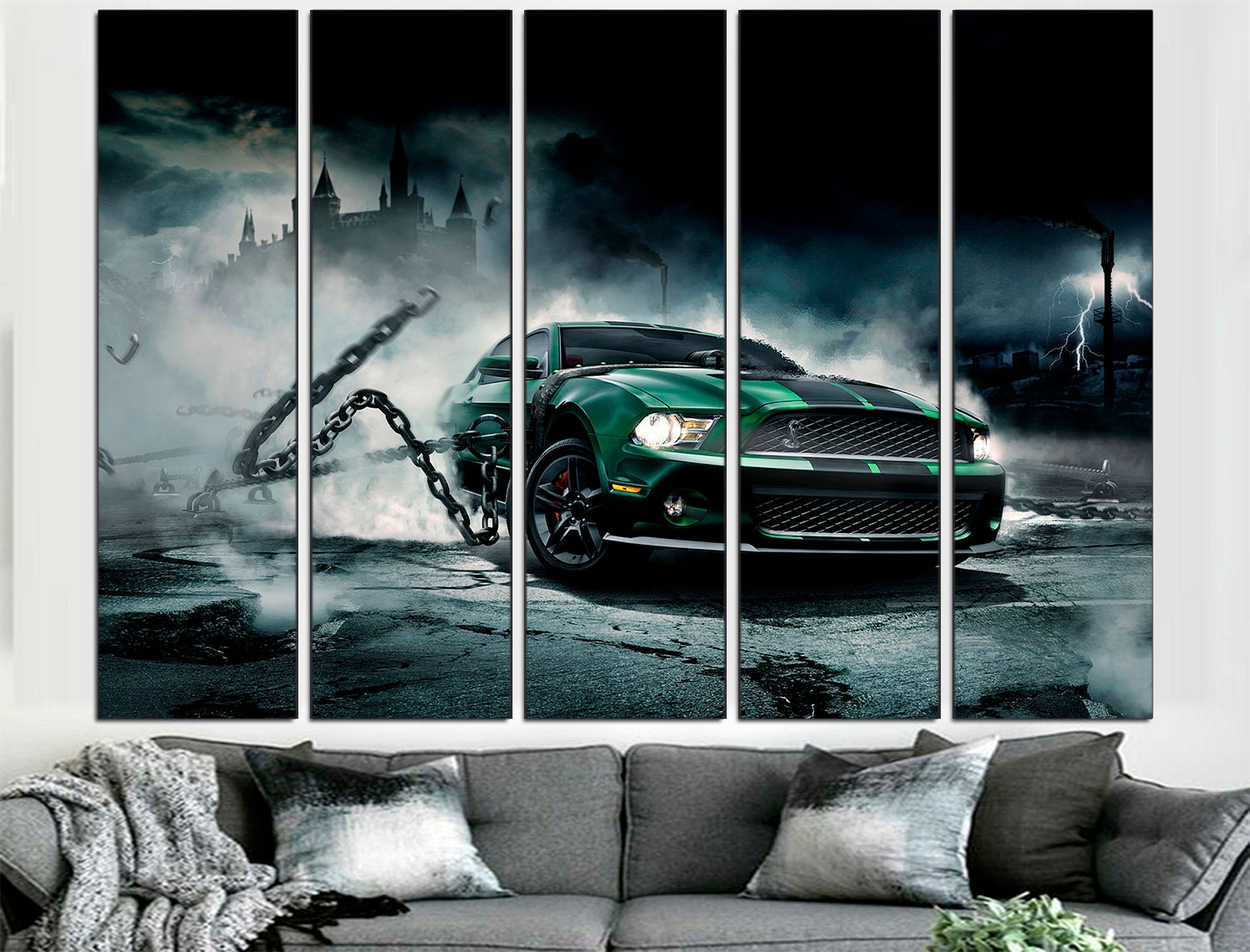 Ford Mustang extra large wall art  Mustang print Ford Mustang canvas art Mustang poster Sport car wall art