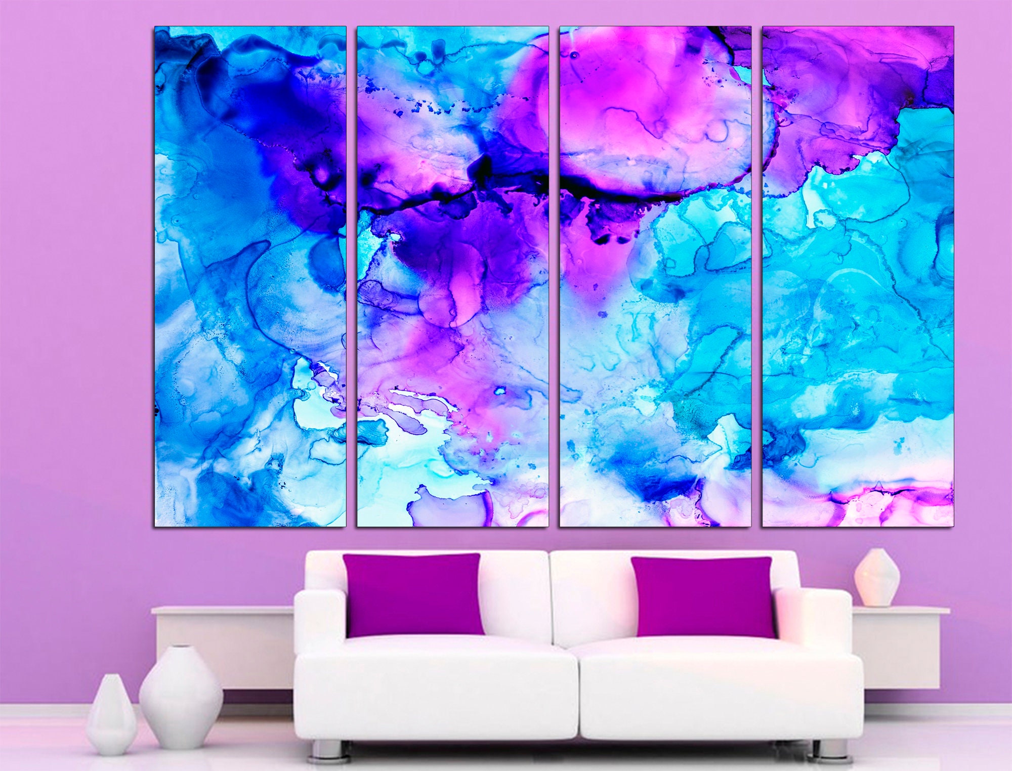Purple and Blue Marble Wall Print Marble Wall Art Abstract - Etsy