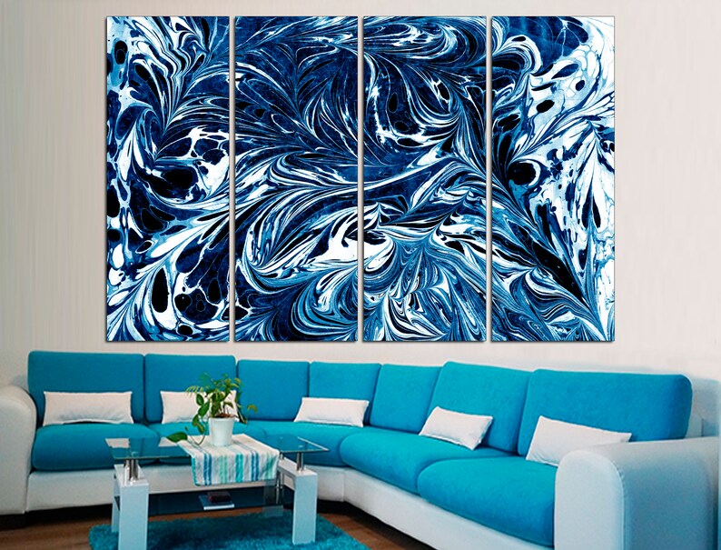 Amazing Dark Blue Abstract Art Blue Black White Abstract Print Etsy