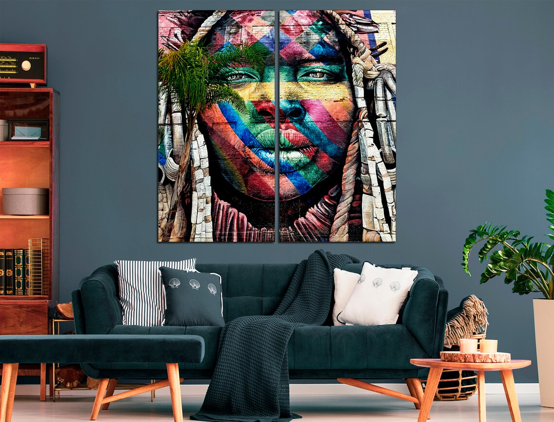 Colorful african wall art Modern art decor Graffiti canvas art Etsy