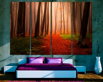Foggy Forest Canvas Wall Art: Large Tree Landscape Print