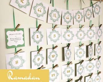 Calendario per il conto alla rovescia del Ramadan "30 giorni di Duas" [File stampabile]