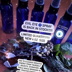 Evil Eye Spiritual Smudge and cleansing spray. Smudge spray, spiritual cologne. Protection, healing, anxiety relief ,psychic ability, dream