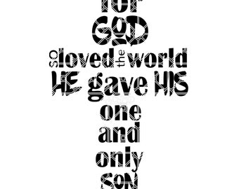 Kristen, Johannes 3:16 kors, Johannes 3:16 ordkonst, Han gav sin son design, Gud älskar världen design