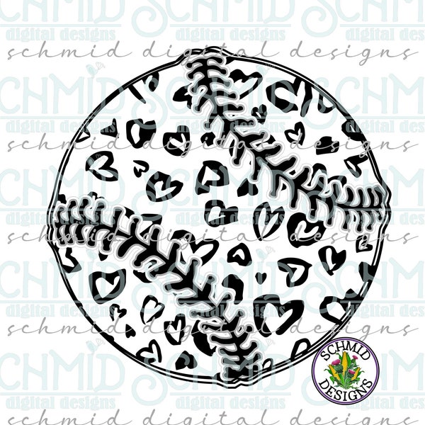 BASEBALL LEOpard heart PNG, SOFTBALL Leopard heart png, baseball , softball shirt design, baseball