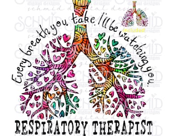 Herz Lunge Therapie PNG Design / Atemweg Therapeut Geschenk / Atemtherapeut / Sublimation Direktdruck, Siebdruck