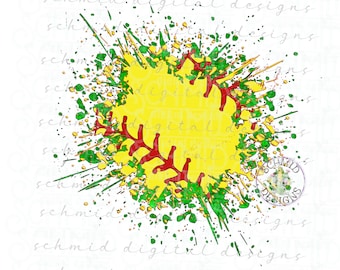 softball png, fundo de softball png, fundo de softball, download digital de softball, softball png com respingos, verde