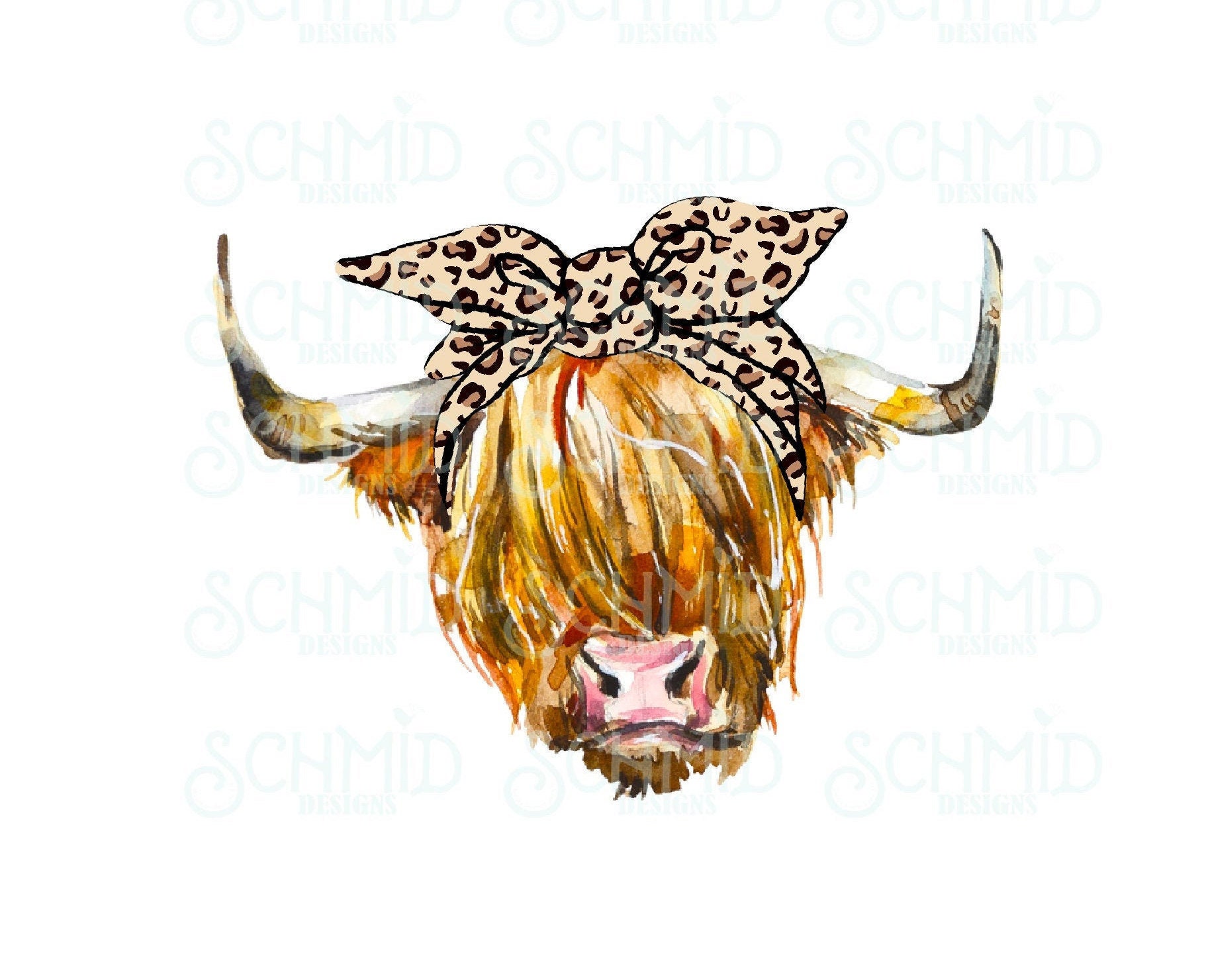 Leopard Bandana Highland Cow Png / Highland Cow Png/ Leopard Etsy