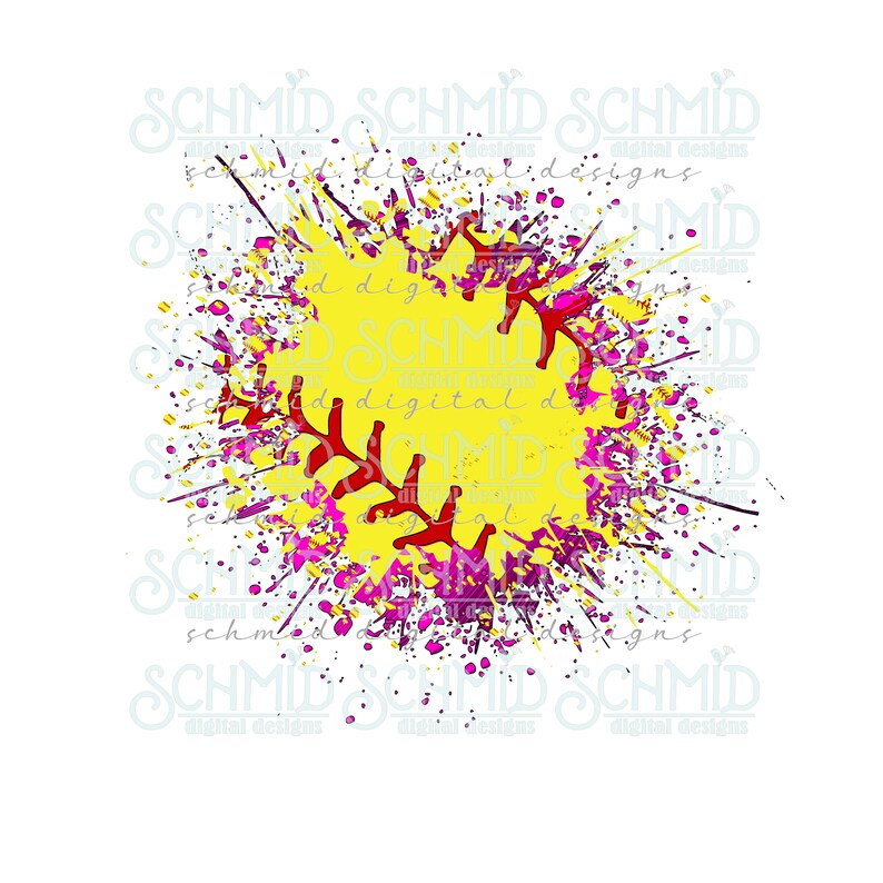 Hot Pink, Splatter Softball Png /softball Png/ Softball Background Png ...