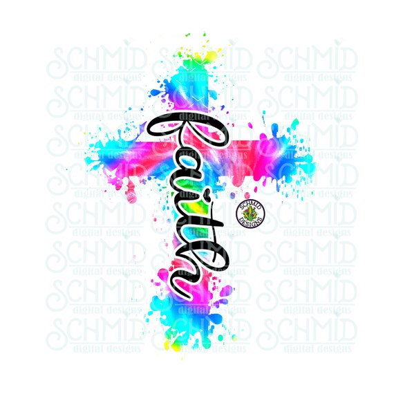 tie dye FAITH cross png / DIGITAL DESIGN