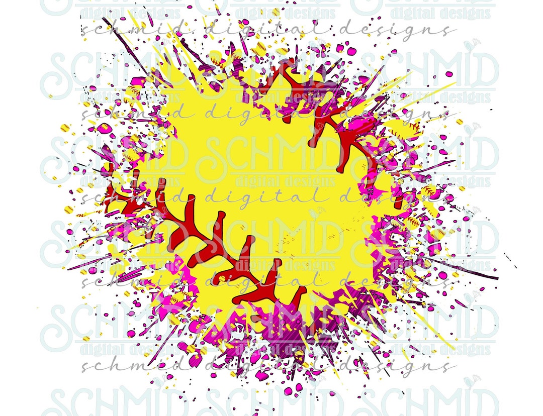 Hot Pink, Splatter Softball Png /softball Png/ Softball Background Png ...