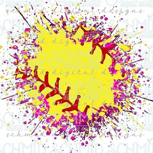 hot pink, splatter softball png /softball png/ softball background png/ softball background/ digital download