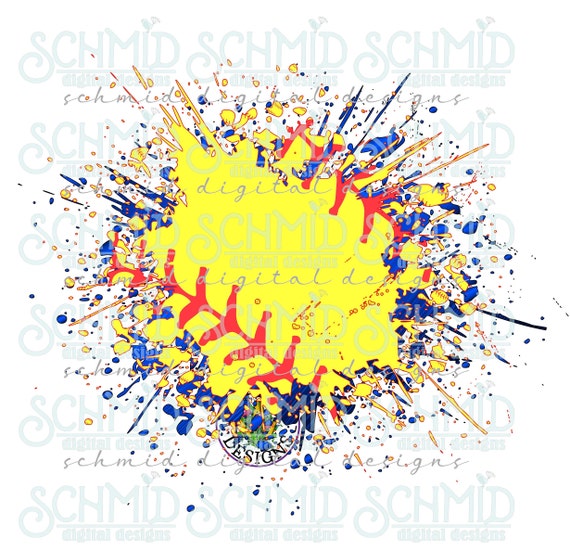 softball png, softball background png, softball background, softball digital downloaD, splatter softball png, BLUE