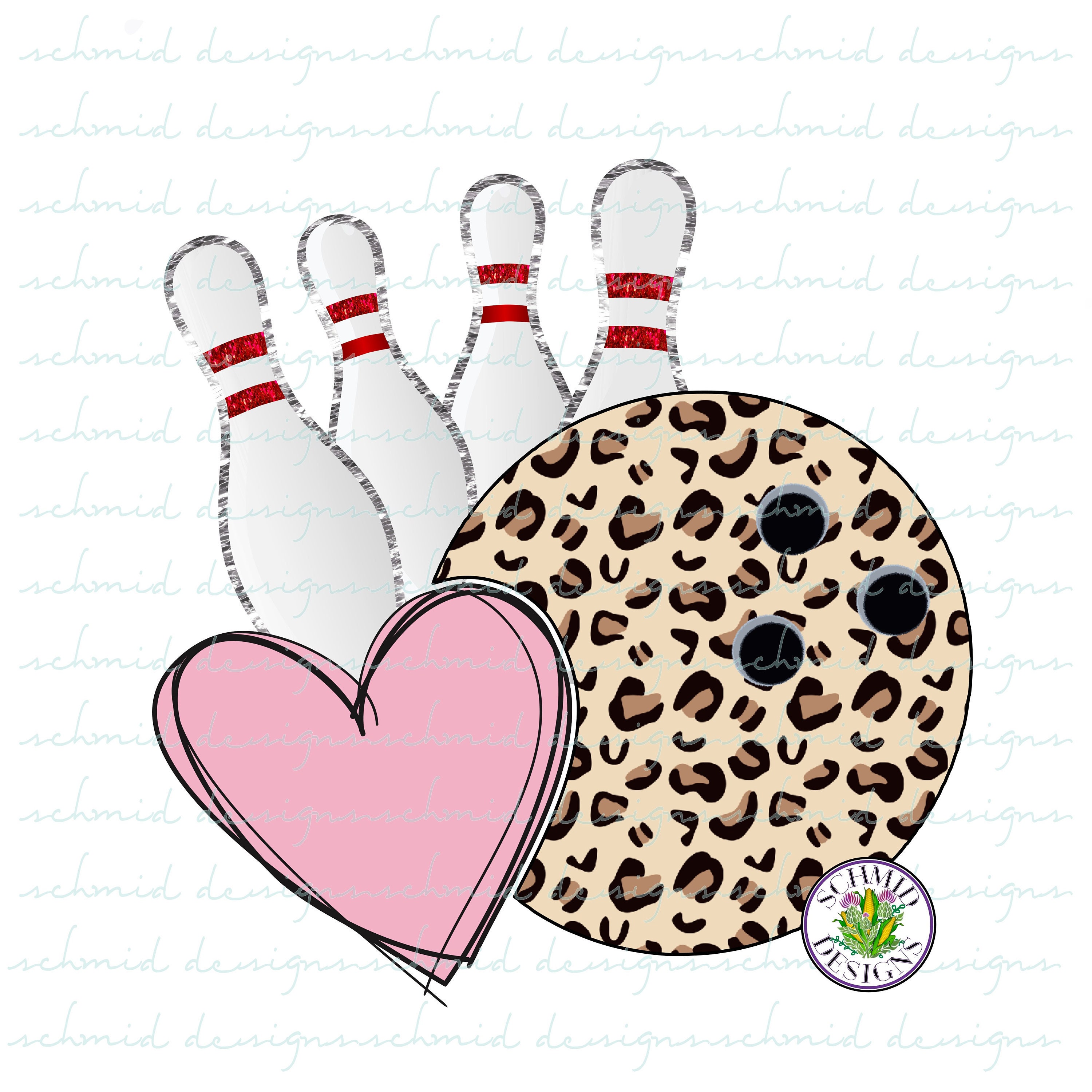Bowling Ball, Pins, and Leopard PNG for Sublimation – Greedy Stitches