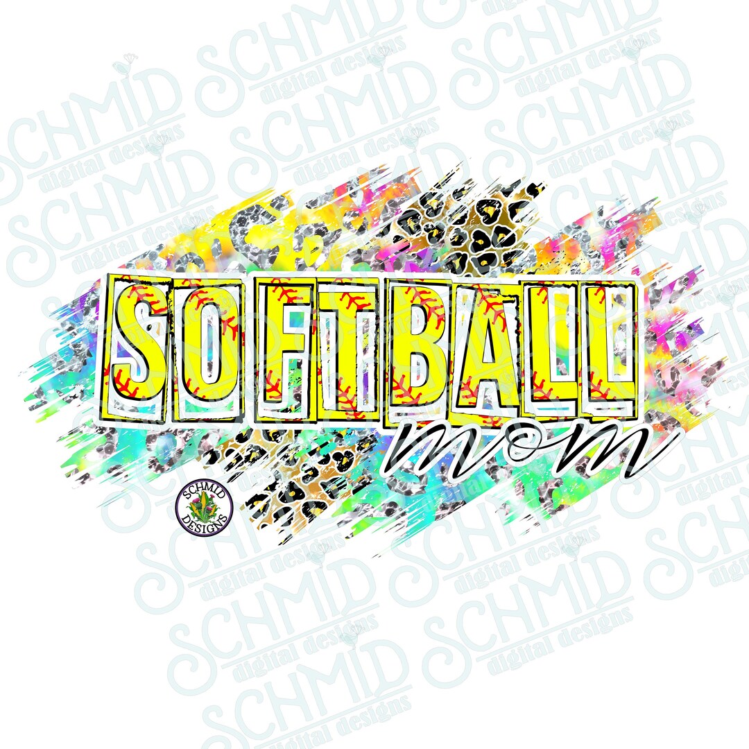 Rainbow LEOPARD SOFTBALL MOM Png / Softball Clipart / Softball Png ...
