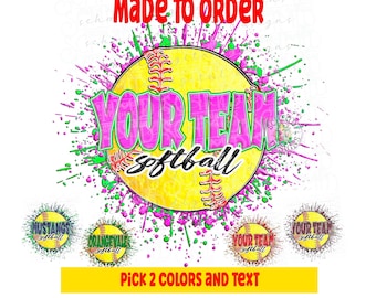 PNG personalizado para time de softball, estilo splatter de softball