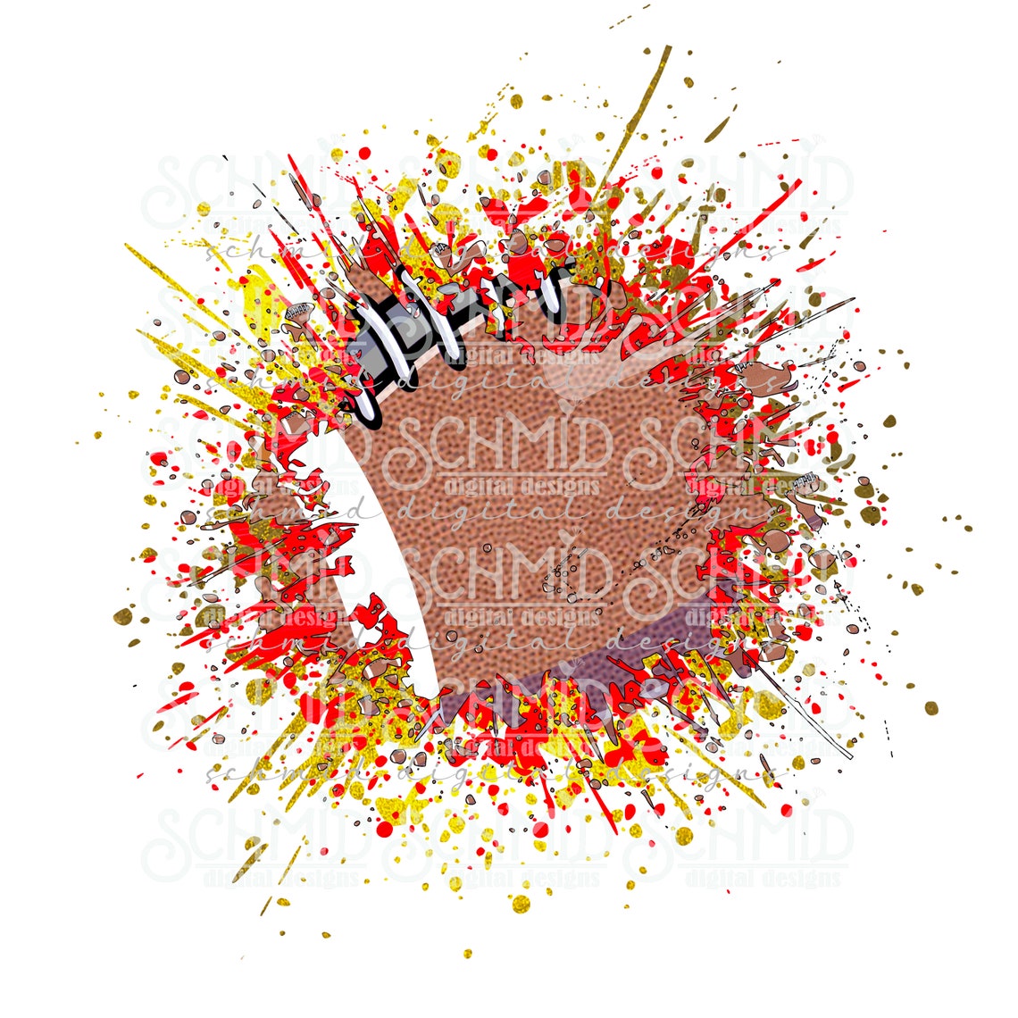 Red Splatter Football Personalized, Splatter Football PNG, Football Mascot PNG, Mascot Design ...