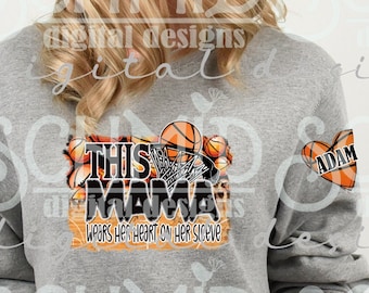 basketball png, heart on sleeve, basketball mascot PNG / mascot design/ mascot png / mascot clipart/ basketball team design /