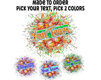 splatter,MADE to Order, personalized add a name basketball TEAm PNG, basketball mascot PNG, mascot design, basketball team design