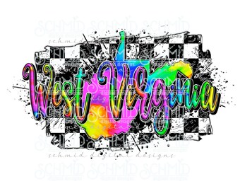 tie dye checked West Virginia, West Virginia png, West Virginia shirt design, West Virginia hat design, tie dye West Virginia