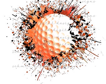 GOLF, orange splatter GOLf png / GOLf png/ GOLF background png/ GOLf background/ digital download