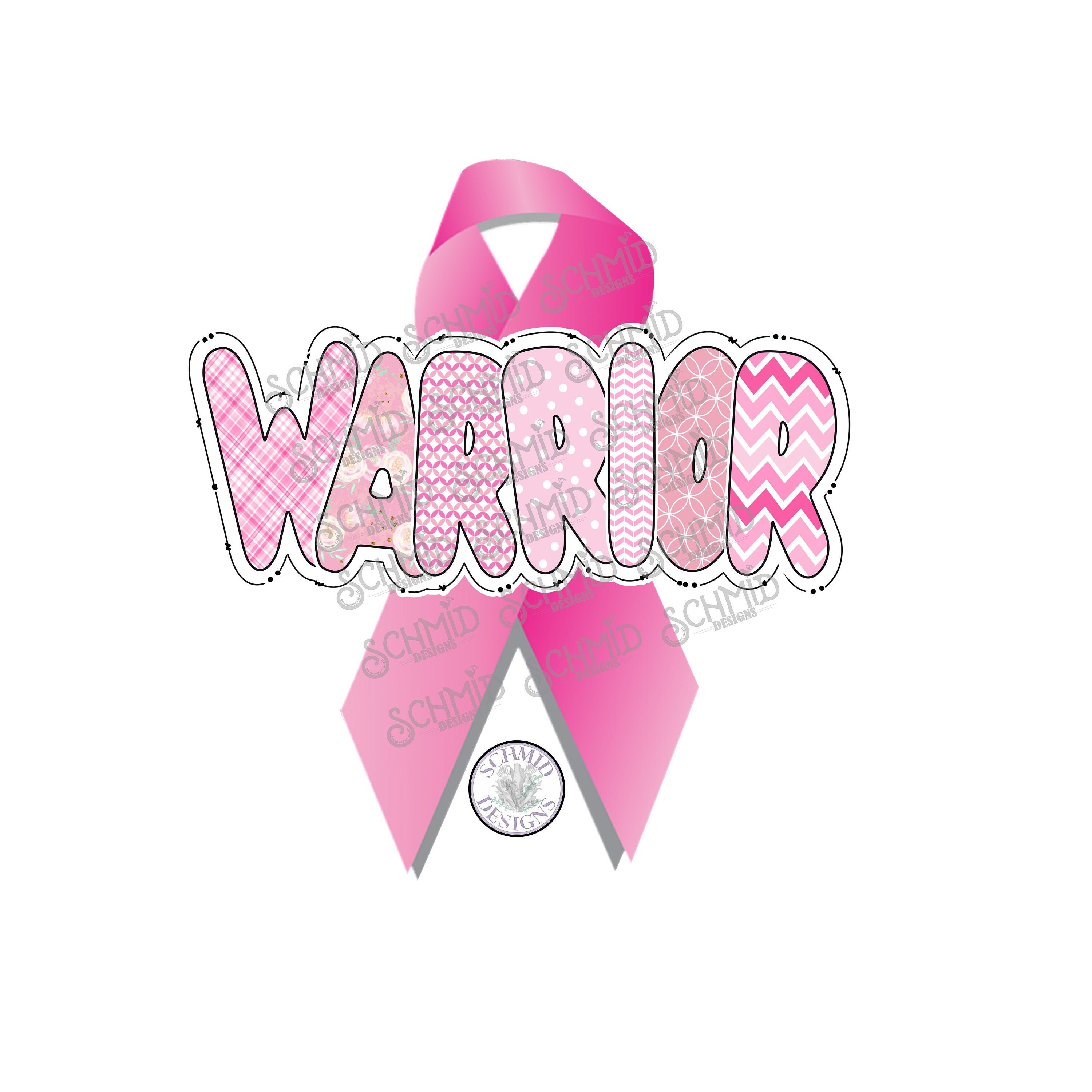 Breast Cancer warrior with awareness ribbon 300 dpi PNG for | Etsy