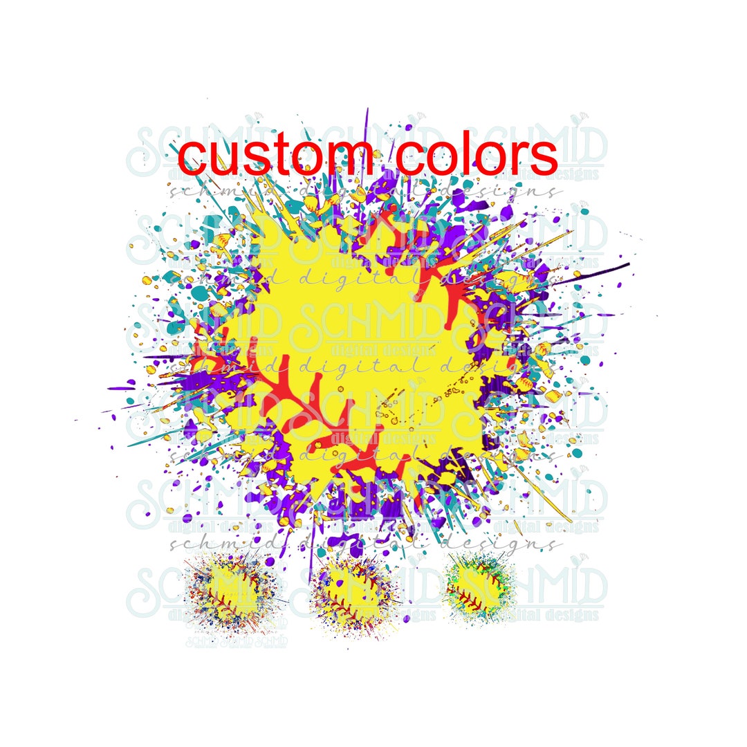 Custom Color Request, Splatter Softball Png, Softball Png, Softball