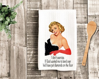 FUNNY RETRO HOUSEWIFE towels, Vintage Towels, Funny kitchen Towels