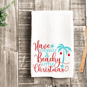 TROPICAL CHRISTMAS TOWEL, Beachy Christmas towel, Beach Towel