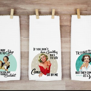 FUNNY RETRO HOUSEWIFE towels, Vintage Towels, Funny kitchen Towels