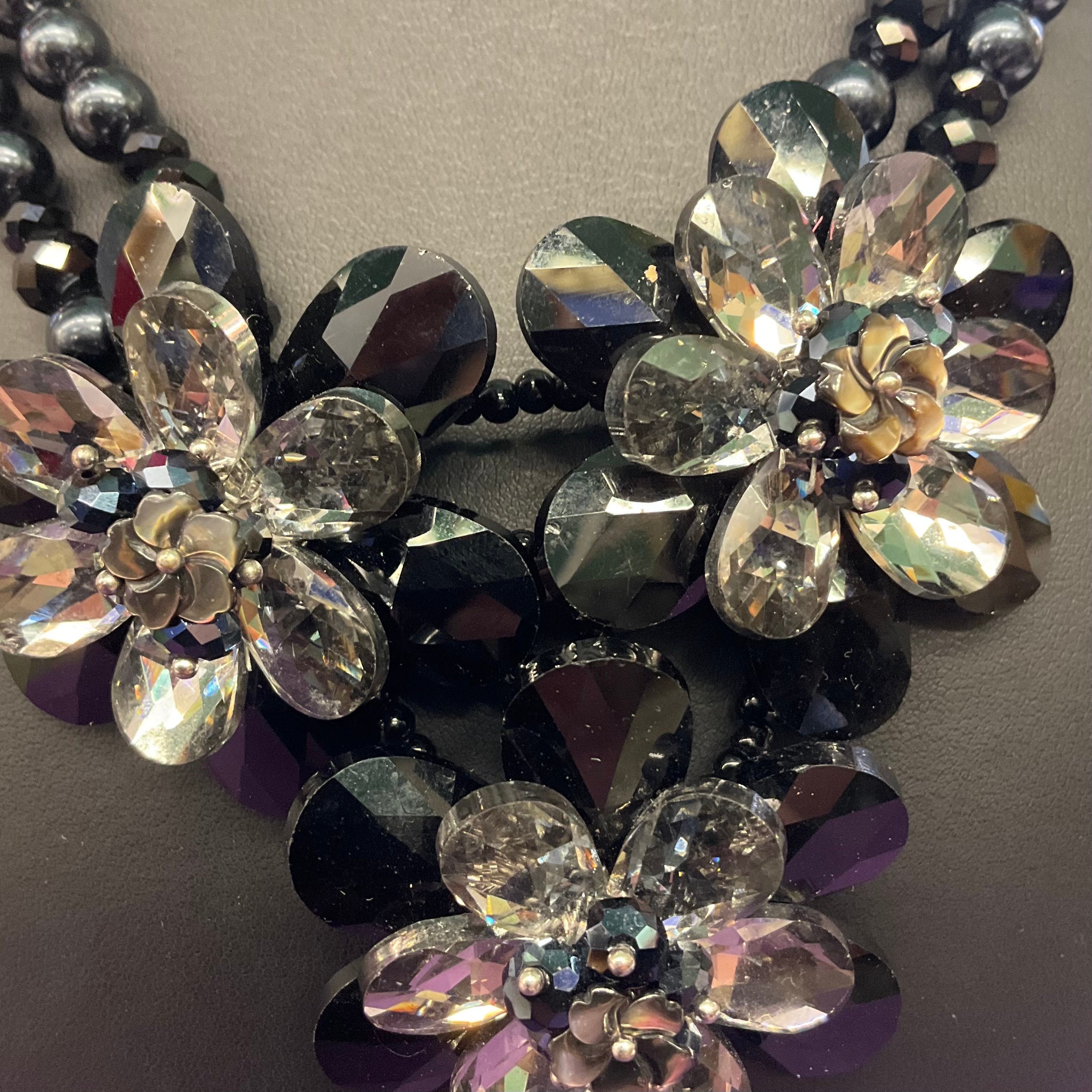 Vintage Butler and Wilson Black and Silver Faux Pearl and