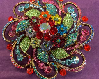 Vintage Butler and Wilson Oversized Crystal Bagette Spider Brooch