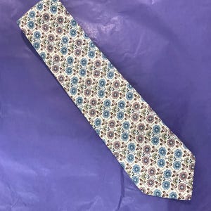 Vintage Liberty of London Tana Lawn Cotton, Gents Necktie, Muted Shades, Ditsy Floral Print, Vintage Man, Made in England