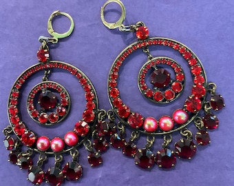 Boucles D'Oreilles Anciennes à Vis - Cristal Boréalis Doré - Vintage 4626