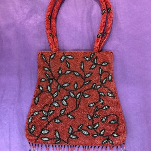 Vintage Red Beaded Art Deco Style Evening Bag by Zumo
