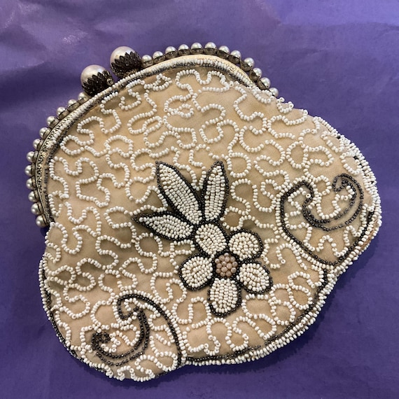 Antique Beaded Silk Evening Bag: Edwardian Art Deco F… - Gem