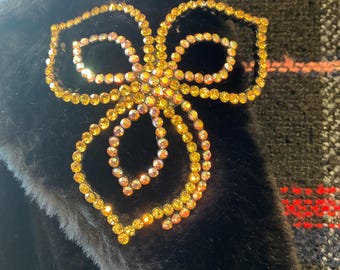 Vintage Butler and Wilson Rainbow Flower Large Brooch, pewter tone with aurora borealis rhinestones