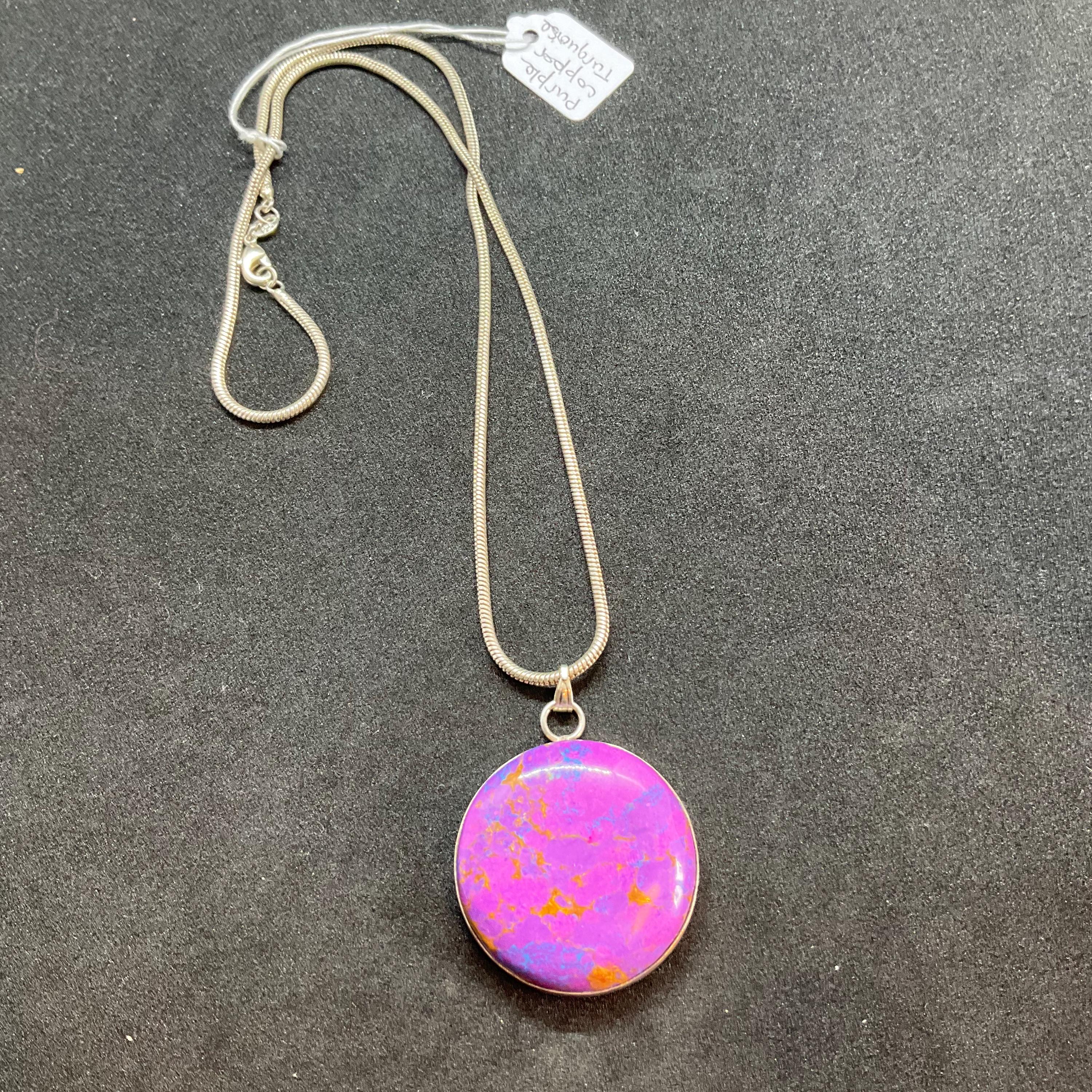 Vintage Purple Mojave Turquoise Pendant: Sterling Silver 