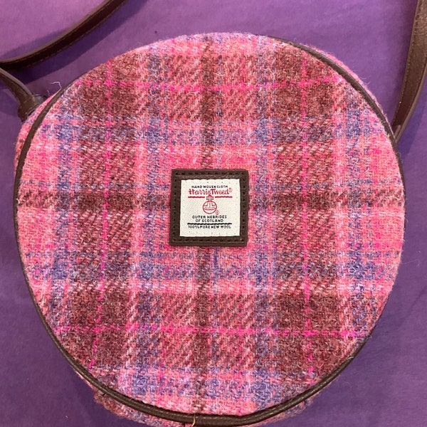 Vintage Pink Harris Tweed & Faux Leather Shoulder/ Cross Body Bag by Glenn Appin, Scotland , gifts for her