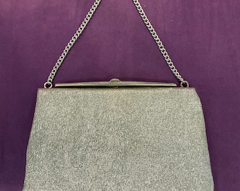 Vintage GoGo 1960s Silver Lurex  Cocktail Bag