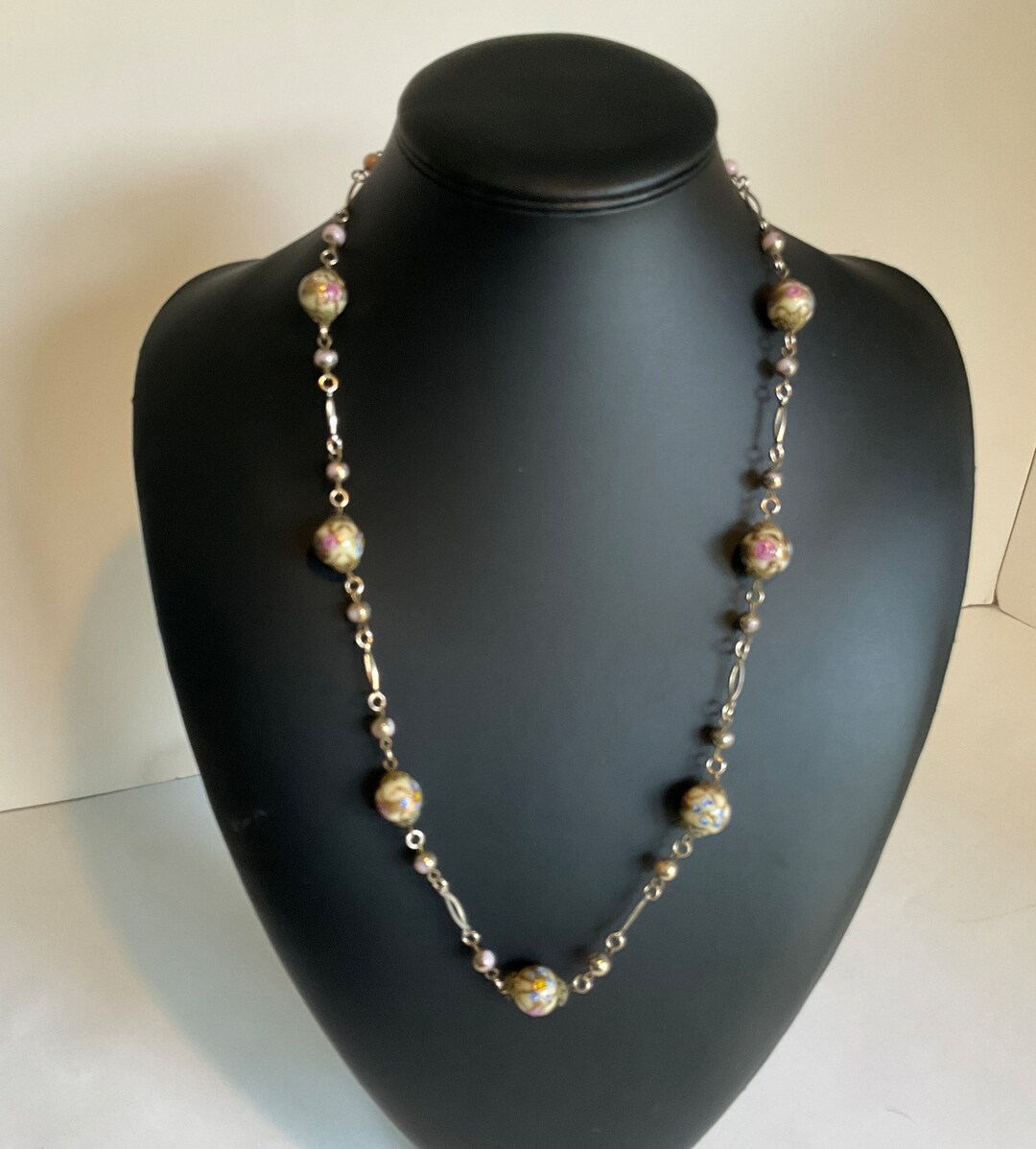 Vintage Glass wedding Cake Beaded Necklace Etsy