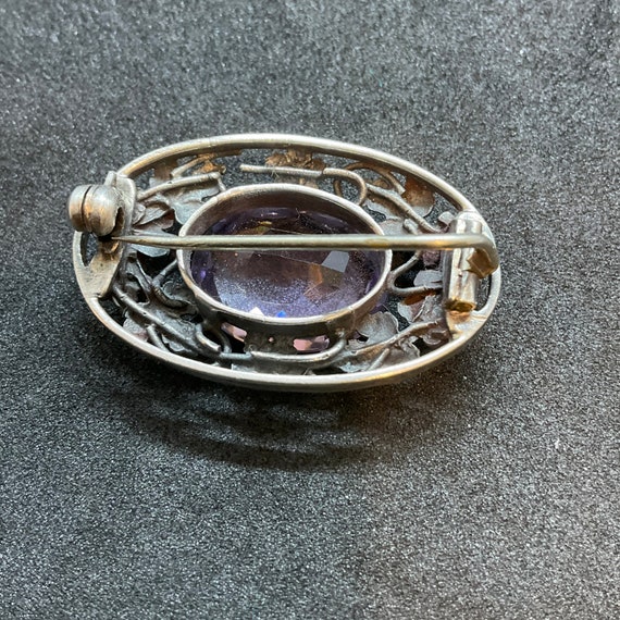 ヴィンテージシルバーとアメジストのオーバルブローチ - Etsy 日本