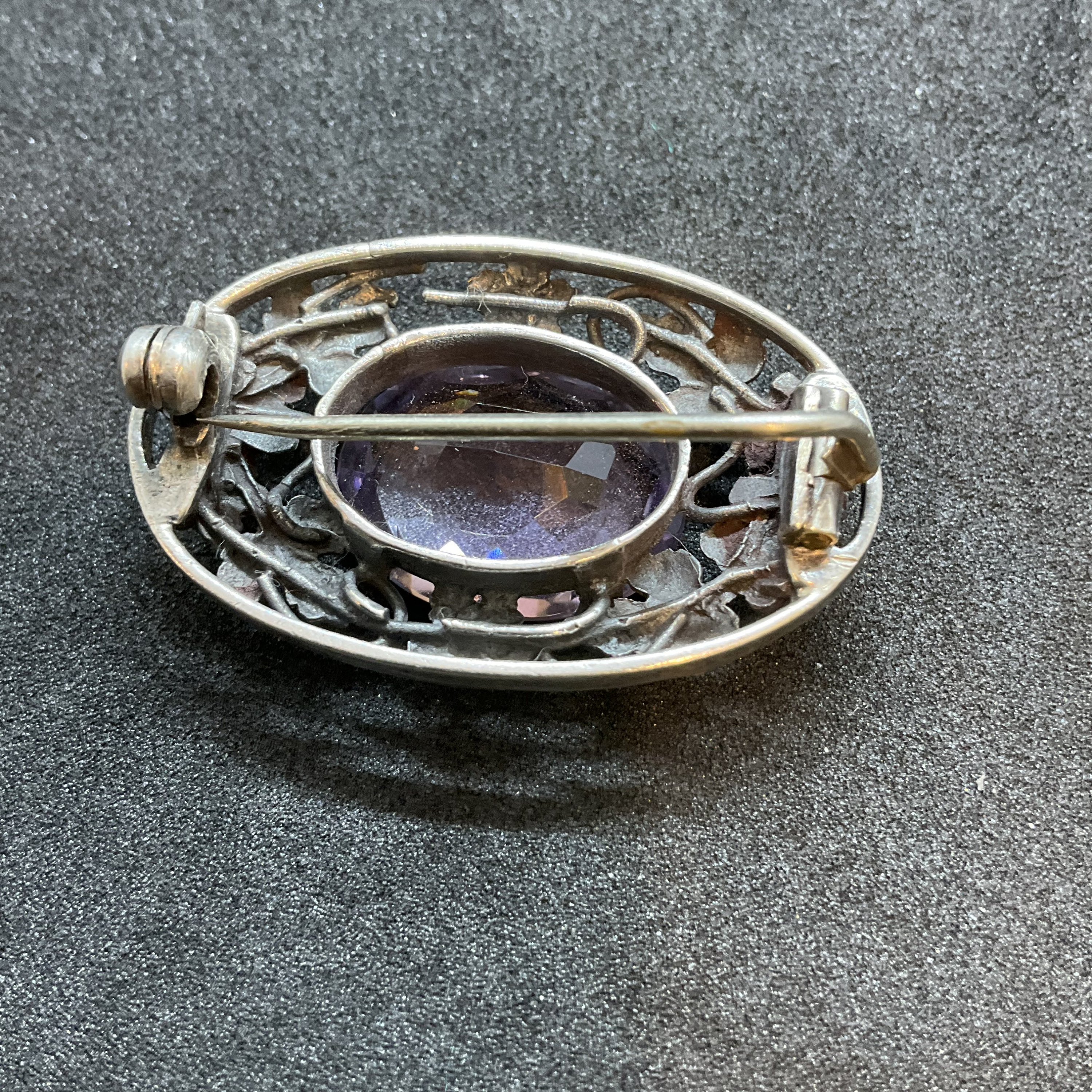 ヴィンテージシルバーとアメジストのオーバルブローチ - Etsy 日本