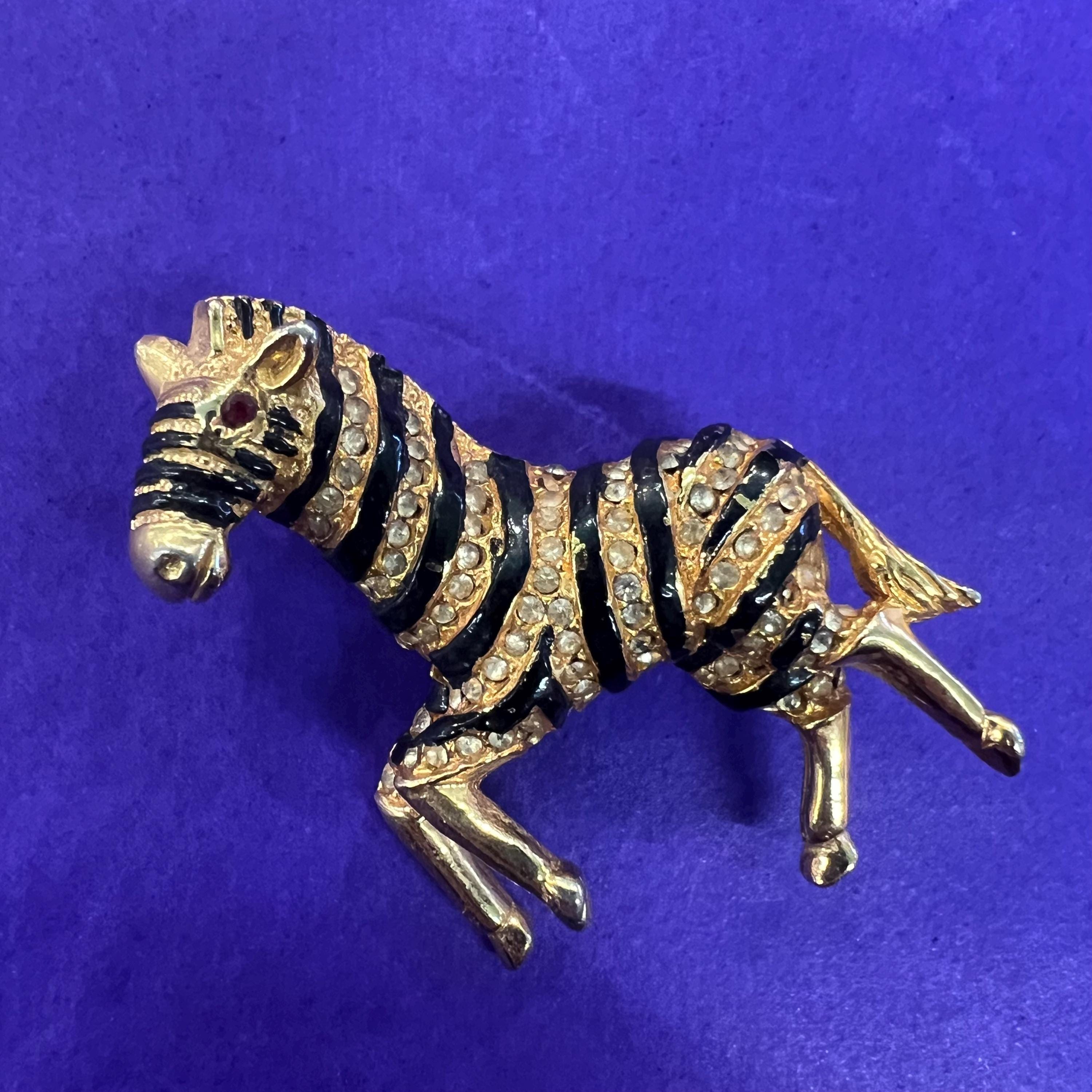 Vintage Zebra Brooch - Etsy