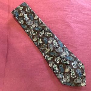 Vintage LIBERTY Blue and Turquoise Floral Paisley Brocade Neck Tie, Made in Italy, Gifts for him, Birthday