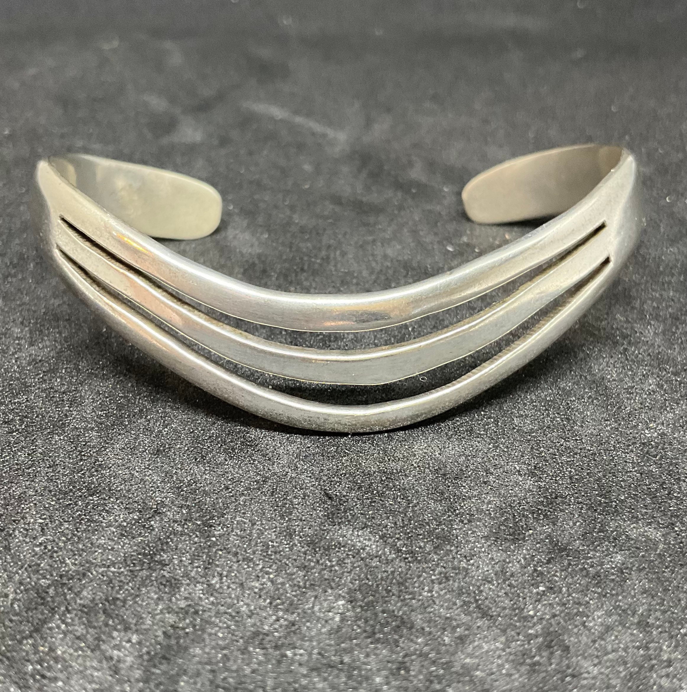 Vintage Sterling Silver Wave Bangle - Etsy