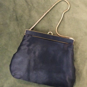 Vintage 1950s Black Satin HARRODS Evening Bag