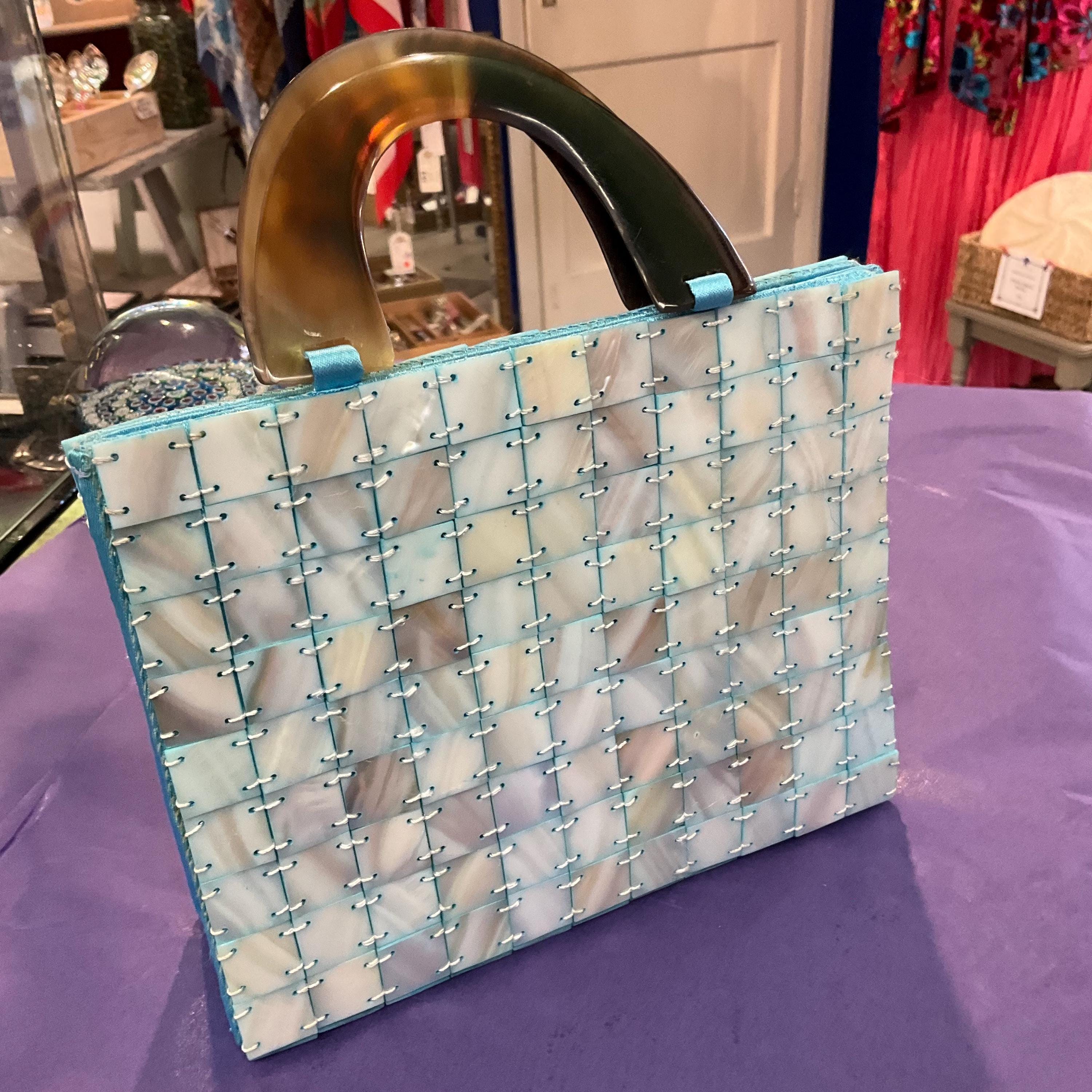 bagaille バガイユ キルト Turquoise　100x190 Vintage Pale Turquoise Mother of Pearl Mosiac Boxy Satin