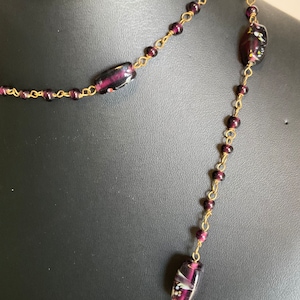 Antique Venetian Purple End of Day Flapper Beaded necklace